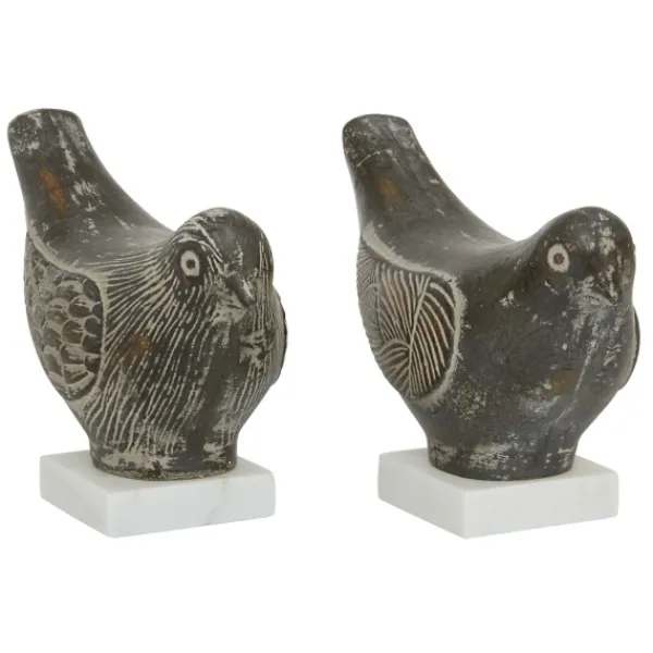 Statues & Figurines-Kirkland's Home Rustic Etched Birds 2-Pc. Figurine Set Gray/White
