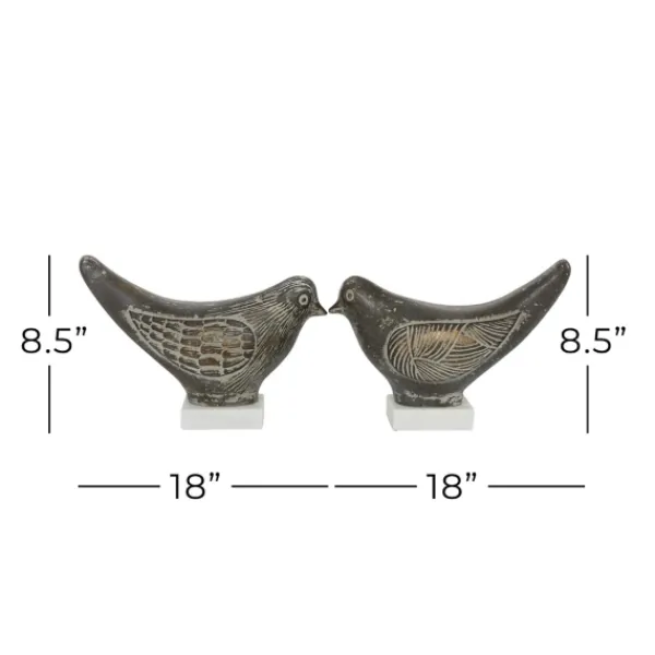 Statues & Figurines-Kirkland's Home Rustic Etched Birds 2-Pc. Figurine Set Gray/White