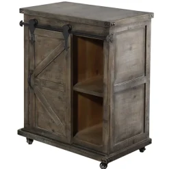 Cabinets & Sideboards-Kirkland's Home Rustic Fir Wood Rolling Barn Door Cabinet Gray
