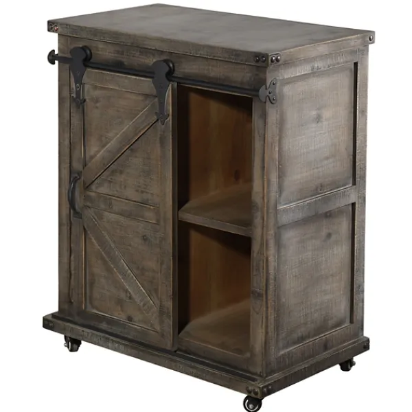 Cabinets & Sideboards-Kirkland's Home Rustic Fir Wood Rolling Barn Door Cabinet Gray