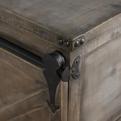 Cabinets & Sideboards-Kirkland's Home Rustic Fir Wood Rolling Barn Door Cabinet Gray