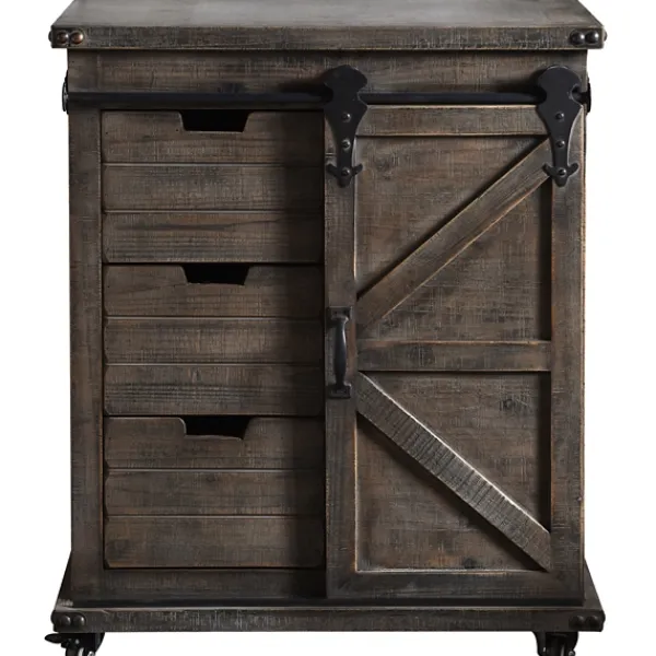 Cabinets & Sideboards-Kirkland's Home Rustic Fir Wood Rolling Barn Door Cabinet Gray