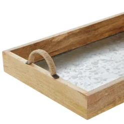 Decorative Trays-Kirkland's Home Rustic Galvanized 3-Pc. Decorative Tray Set Silver/Tan/Brown