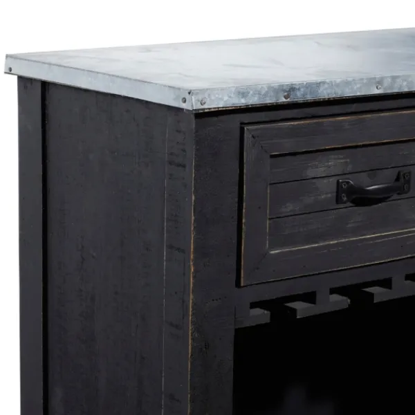Cabinets & Sideboards-Kirkland's Home Rustic Galvanized Top Wine Cabinet Black