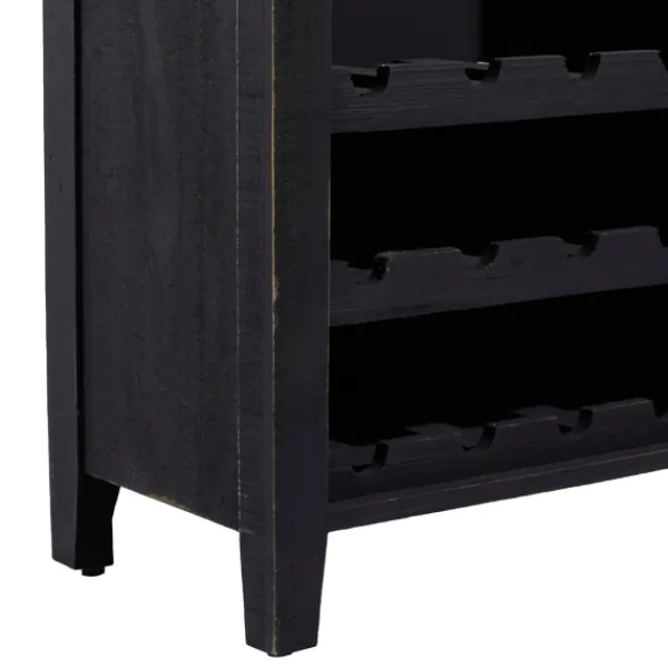 Cabinets & Sideboards-Kirkland's Home Rustic Galvanized Top Wine Cabinet Black