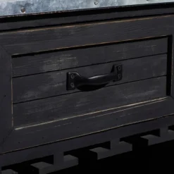 Cabinets & Sideboards-Kirkland's Home Rustic Galvanized Top Wine Cabinet Black