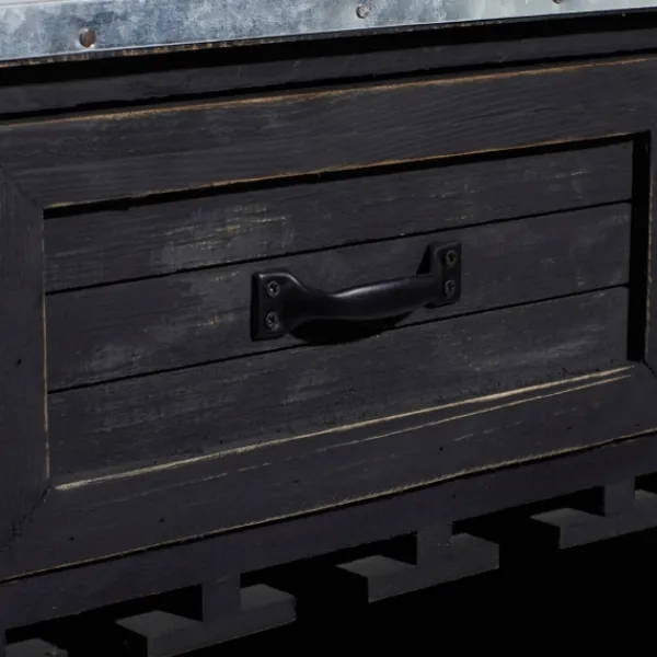 Cabinets & Sideboards-Kirkland's Home Rustic Galvanized Top Wine Cabinet Black