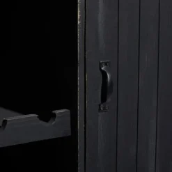 Cabinets & Sideboards-Kirkland's Home Rustic Galvanized Top Wine Cabinet Black