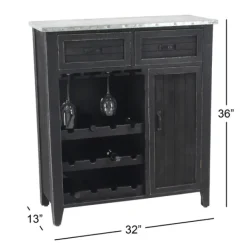Cabinets & Sideboards-Kirkland's Home Rustic Galvanized Top Wine Cabinet Black