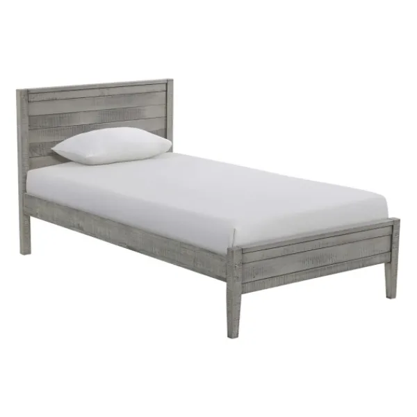 Beds & Headboards-Kirkland's Home Rustic Gray Pine Panel Twin Bed Frame