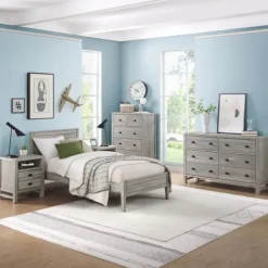 Beds & Headboards-Kirkland's Home Rustic Gray Pine Panel Twin Bed Frame