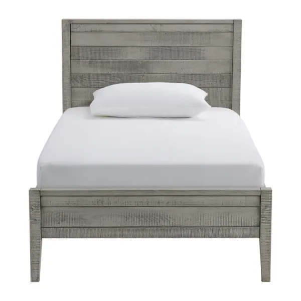Beds & Headboards-Kirkland's Home Rustic Gray Pine Panel Twin Bed Frame