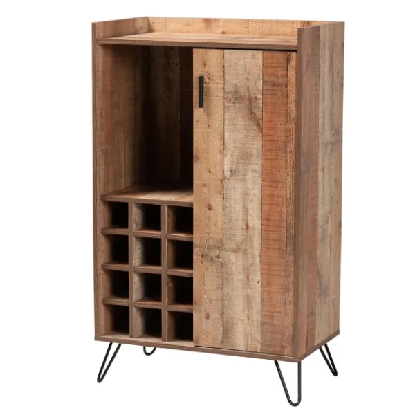 Cabinets & Sideboards-Kirkland's Home Rustic Hairpin Wine Cabinet Brown