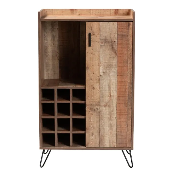 Cabinets & Sideboards-Kirkland's Home Rustic Hairpin Wine Cabinet Brown