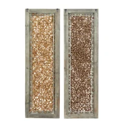Wall Plaques-Kirkland's Home Rustic Knotted Seagrass 2-Pc. Panel Wall Art Brown/Gray/Tan