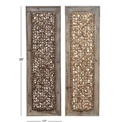 Wall Plaques-Kirkland's Home Rustic Knotted Seagrass 2-Pc. Panel Wall Art Brown/Gray/Tan