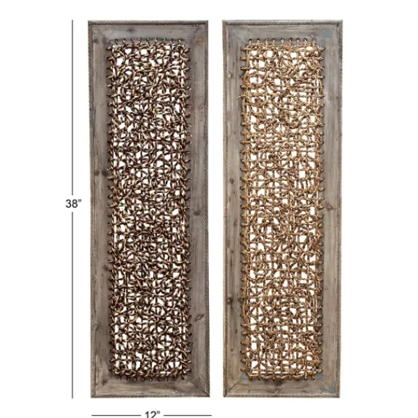 Wall Plaques-Kirkland's Home Rustic Knotted Seagrass 2-Pc. Panel Wall Art Brown/Gray/Tan