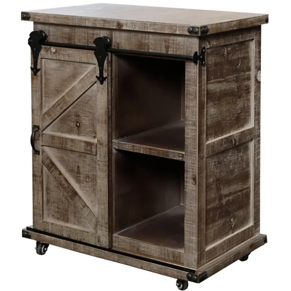 Cabinets & Sideboards-Kirkland's Home Rustic Natural Fir Wood Rolling Barn Door Cabinet Tan