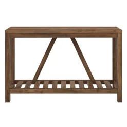 Console Tables-Kirkland's Home Rustic Oak A-Frame Console Table Brown