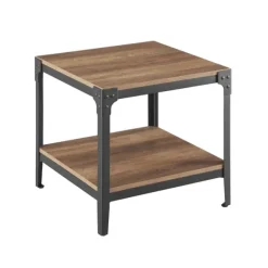 Accent & End Tables-Kirkland's Home Rustic Oak Angle Iron Accent Tables, Set Of 2 Brown