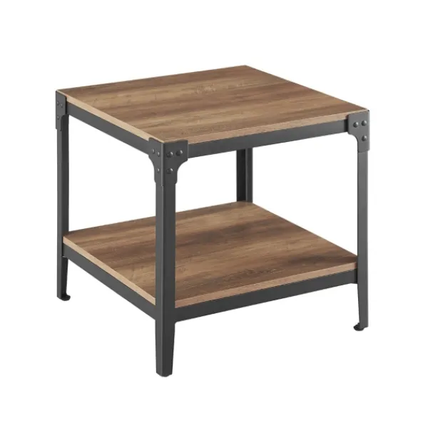 Accent & End Tables-Kirkland's Home Rustic Oak Angle Iron Accent Tables, Set Of 2 Brown