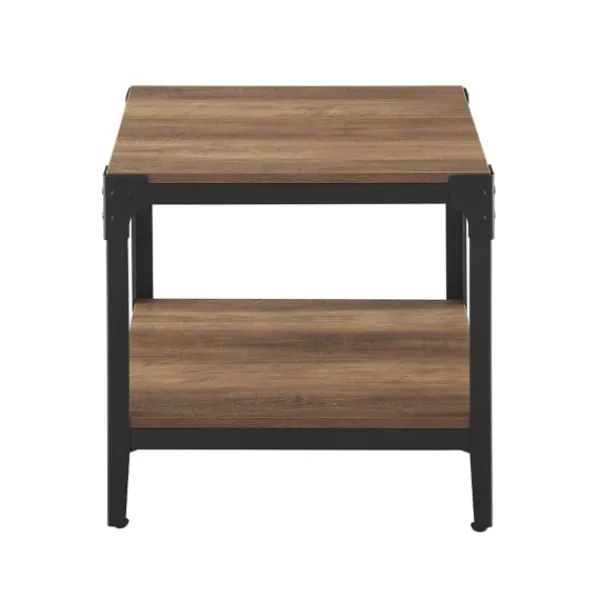 Accent & End Tables-Kirkland's Home Rustic Oak Angle Iron Accent Tables, Set Of 2 Brown