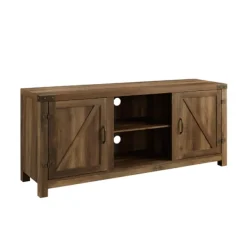 Tv Stands & Media Consoles-Kirkland's Home Rustic Oak Barn Doors Tv Stand Brown