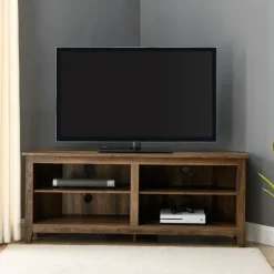 Tv Stands & Media Consoles-Kirkland's Home Rustic Oak Corner Tv Stand Brown