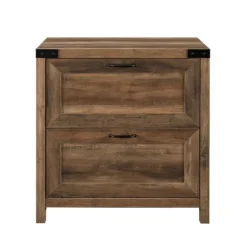 Office Furniture-Kirkland's Home Rustic Oak 2-Drawer Wood File Cabinet Brown