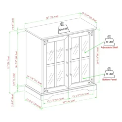 Cabinets & Sideboards-Kirkland's Home Rustic Oak Finish Window Pane Cabinet Brown