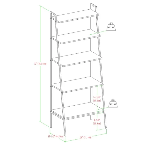 Bookshelves-Kirkland's Home Rustic Oak Industrial Ladder Bookshelf Brown