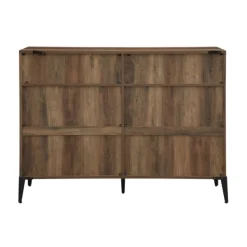 Entryway Furniture-Kirkland's Home Rustic Oak Mesh Accent Bookshelf Brown