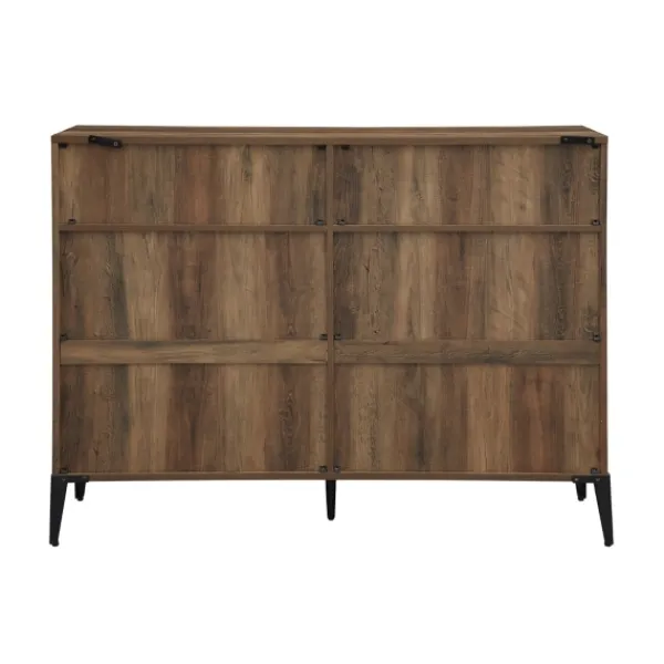 Entryway Furniture-Kirkland's Home Rustic Oak Mesh Accent Bookshelf Brown