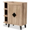 Entryway Furniture-Kirkland's Home Rustic Oak Open Shoe Storage Cabinet Tan
