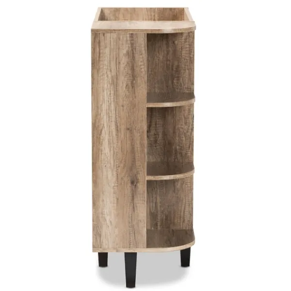 Entryway Furniture-Kirkland's Home Rustic Oak Open Shoe Storage Cabinet Tan