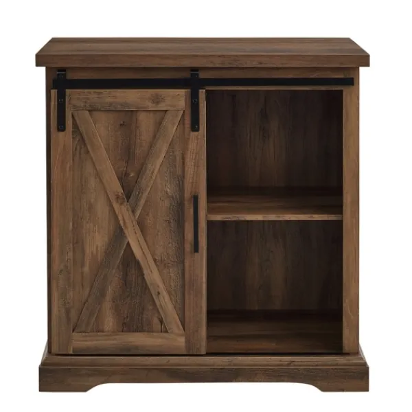 Cabinets & Sideboards-Kirkland's Home Rustic Oak Sliding Barn Door Cabinet Brown