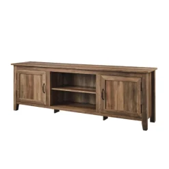 Tv Stands & Media Consoles-Kirkland's Home Rustic Oak Wood Grooved Door Tv Stand Brown