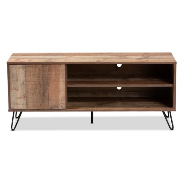 Tv Stands & Media Consoles-Kirkland's Home Rustic Oak Wood Tv Stand Brown