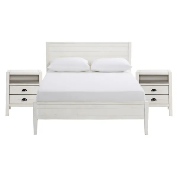 Beds & Headboards-Kirkland's Home Rustic Pine Panel 3-Pc. Full Bedroom Set White