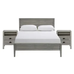 Beds & Headboards-Kirkland's Home Rustic Pine Panel 3-Pc. Full Bedroom Set Gray