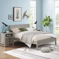 Beds & Headboards-Kirkland's Home Rustic Pine Panel 3-Pc. Full Bedroom Set Gray