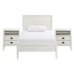 Beds & Headboards-Kirkland's Home Rustic Pine Panel 3-Pc. Twin Bedroom Set White