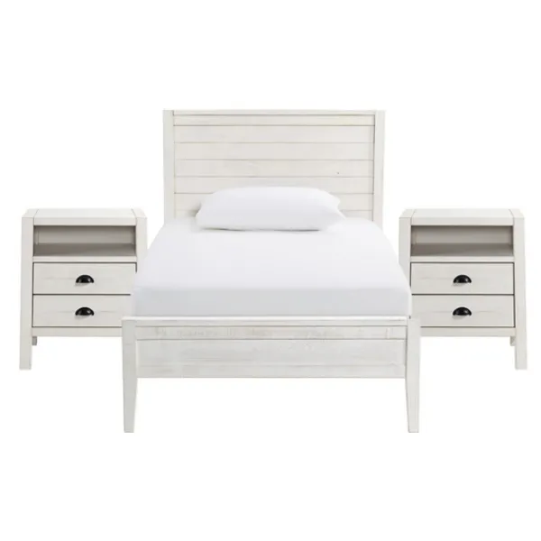 Beds & Headboards-Kirkland's Home Rustic Pine Panel 3-Pc. Twin Bedroom Set White