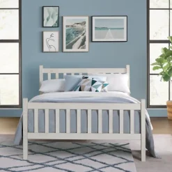 Beds & Headboards-Kirkland's Home Rustic Pine Spindle Full Bed Frame White