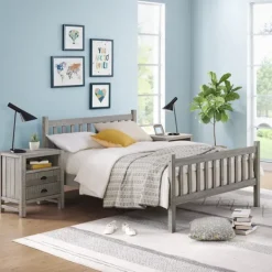 Beds & Headboards-Kirkland's Home Rustic Pine Spindle 3-Pc. Full Bedroom Set Gray