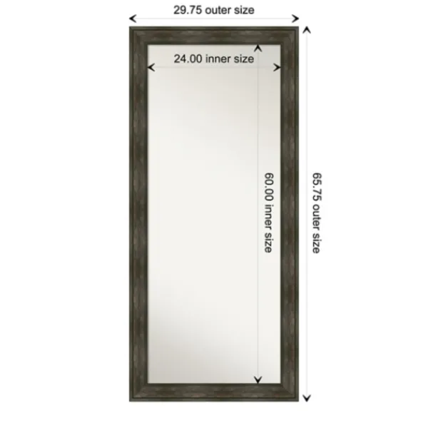 Full Length & Floor Mirrors-Kirkland's Home Rustic Rail Charred Framed Mirror, 30X66 In.