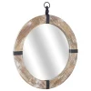Decorative Mirrors-Kirkland's Home Rustic Round Wooden Mirror With Metal Brackets