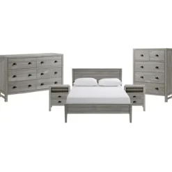 Beds & Headboards-Kirkland's Home Rustic Smoke Wood Panel Full Bed Frame Gray