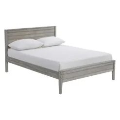 Beds & Headboards-Kirkland's Home Rustic Smoke Wood Panel Full Bed Frame Gray