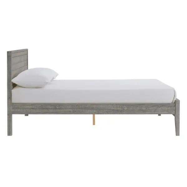 Beds & Headboards-Kirkland's Home Rustic Smoke Wood Panel Full Bed Frame Gray